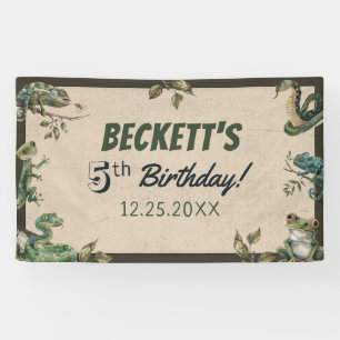 Reptile Themed Kid's Birthday Party Banner