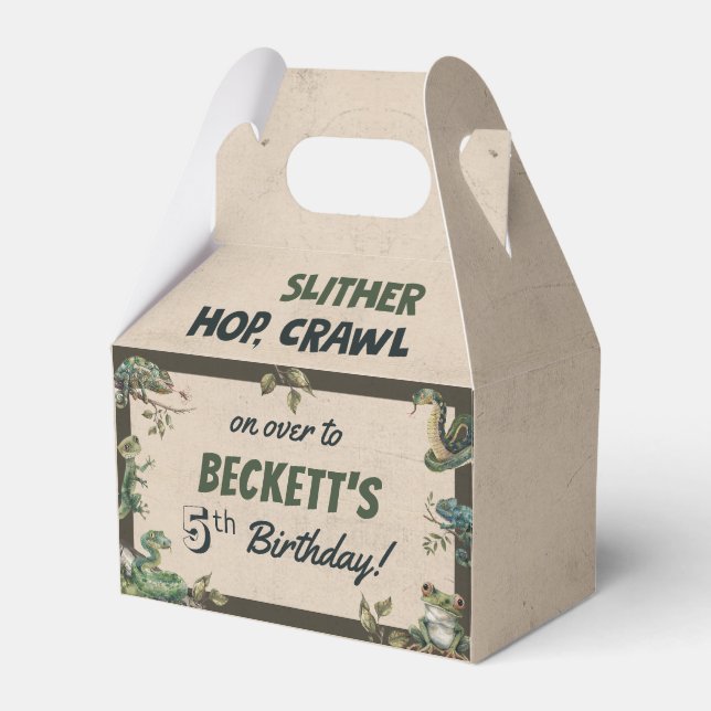 Reptile Themed Kid's Birthday Party  Favor Box (Front Side)