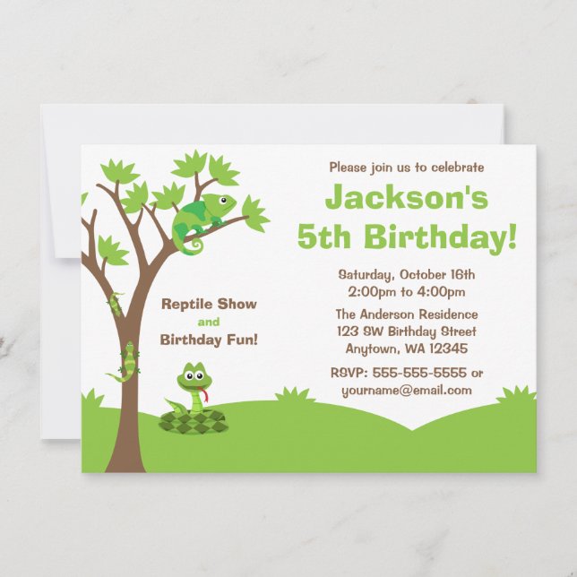 Reptile Tree Birthday Party Invitation (Front)