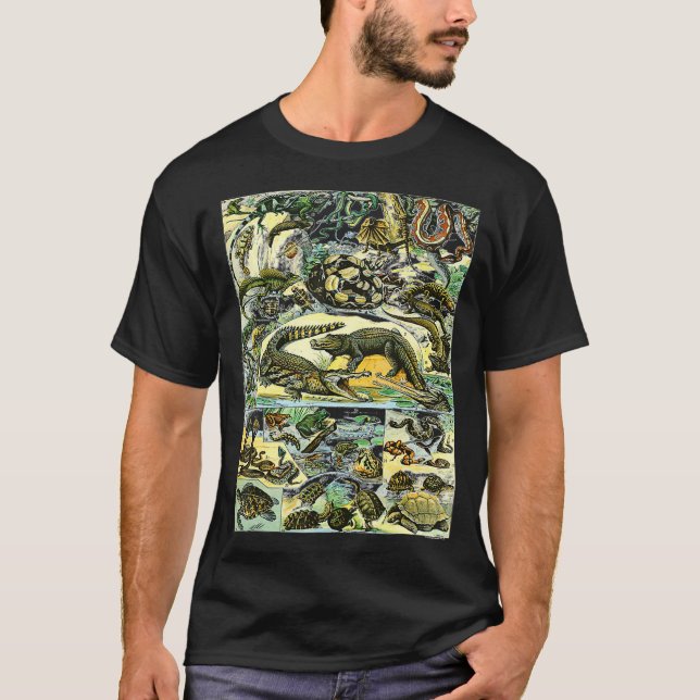 Reptiles Collection Chart Turtle Snake Species T-Shirt (Front)