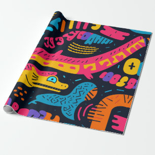 Reptiles in vibrant colours wrapping paper