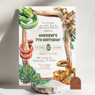 Reptiles Serpents Garçon Invitation Anniversaire