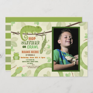 Reptiles Snake Birthday Party Lizard Photo Iguana Invitation