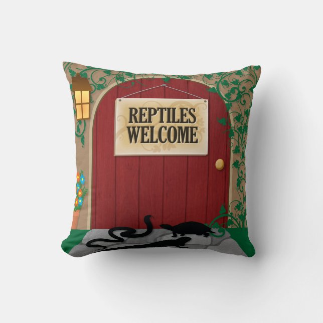 Reptiles Welcome Throw Pillow (Front)