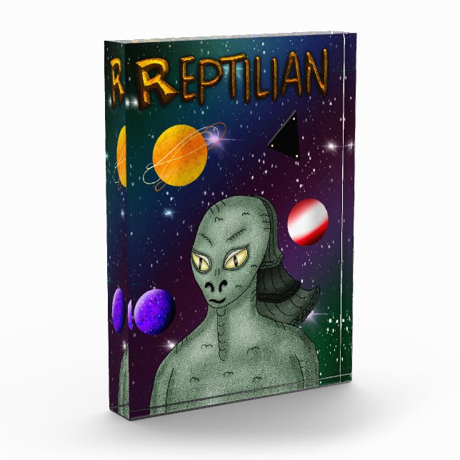 Reptilian Alien with Outer Space  Photo Block (Left)