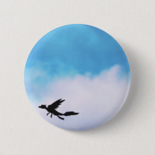 Reptilian Bird Dragon and Clouds Fantasy Art 2 Inch Round Button