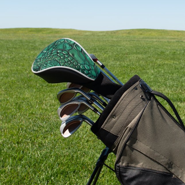 Reptilian Chic Emerald Design Golf Head Cover (In Situ)