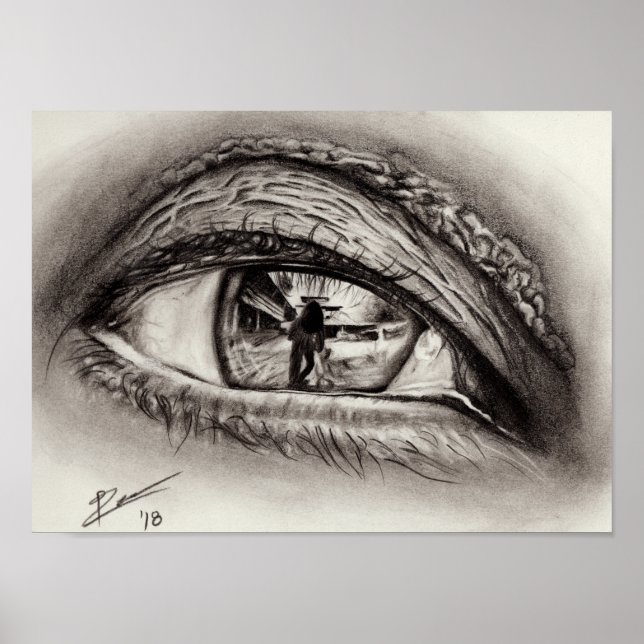 Reptilian Eye Reflection Drawing Poster (Front)