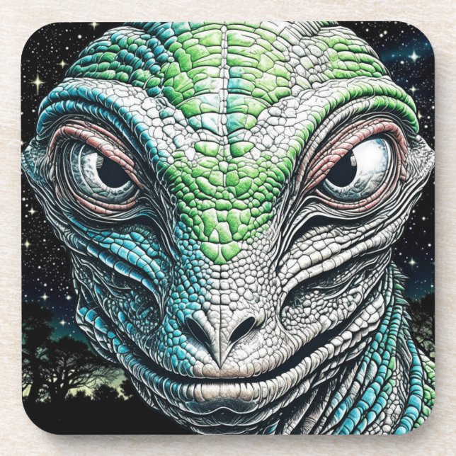 Reptilian Lizard Man Alien Extraterrestrial Being Coaster (Front)