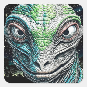Reptilian Lizard Man Alien Extraterrestrial Being Square Sticker