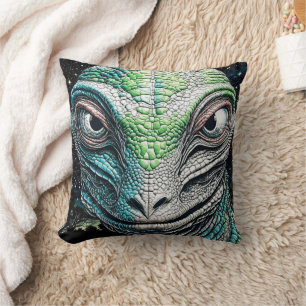 Reptilian Lizard Man Alien Extraterrestrial Being Throw Pillow
