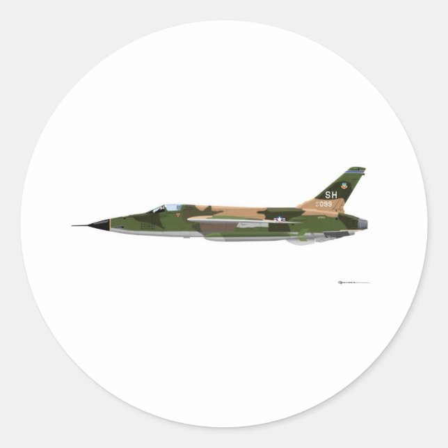 Republic F-105 Thunderchief Classic Round Sticker (Front)
