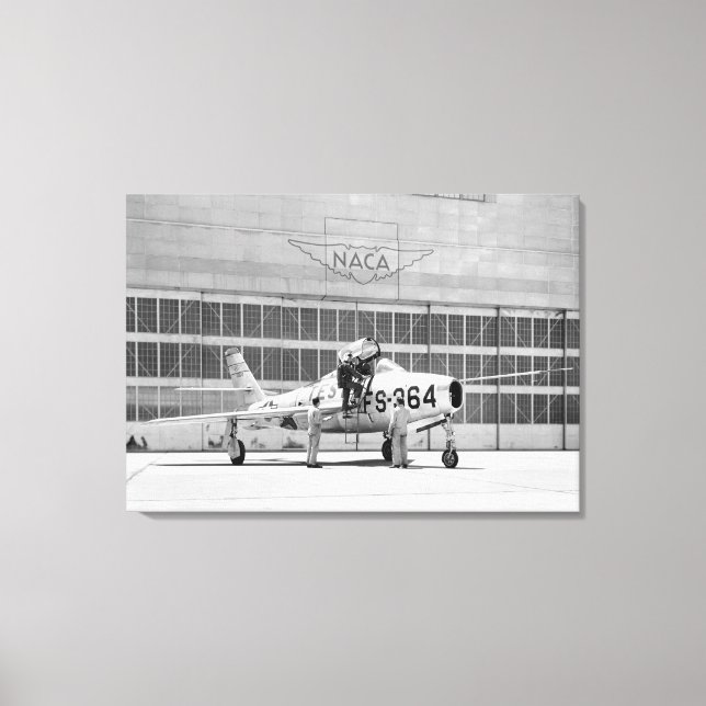 Republic F-84F on the Ramp at Moffett Field Canvas Print (Front)