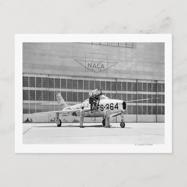 Republic F-84F on the Ramp at Moffett Field Postcard (Front)