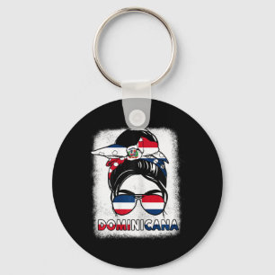 Republic Girl Independence Day Dominicana Flag  Keychain