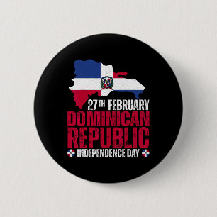 Republic Independence Day Dominican Flag And Map 2 Inch Round Button