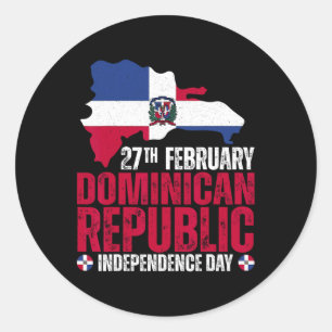 Republic Independence Day Dominican Flag And Map  Classic Round Sticker