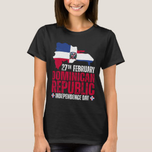Republic Independence Day Dominican Flag And Map  T-Shirt