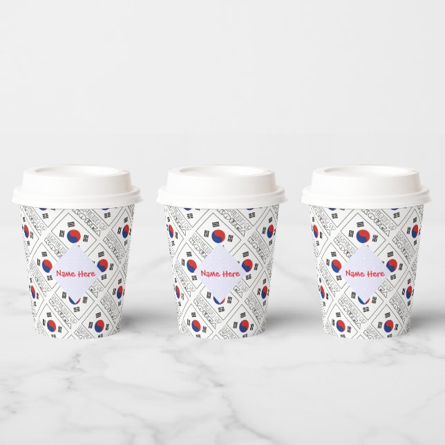 Republic Korea S Korean Flag Tile Red Personalized Paper Cups (Multi)