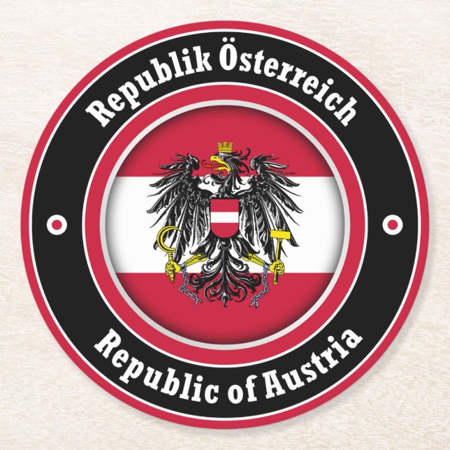 Republic of Austria Round Paper Coaster (Front)