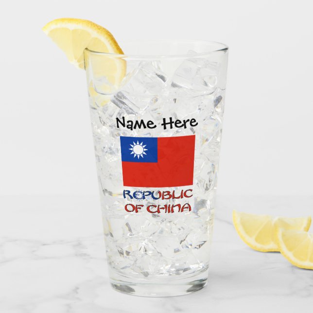 Republic of China Taiwan Flag Personalized  Glass (Front Ice)