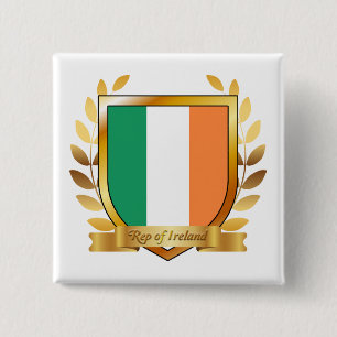 Republic of Ireland Flag Shield 2 Inch Square Button