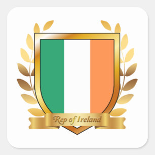 Republic of Ireland Flag Shield Square Sticker