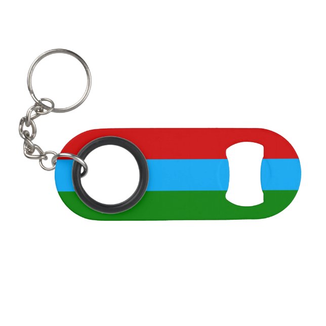 Republic of Karelia Flag Keychain Bottle Opener (Front (Horizontal))