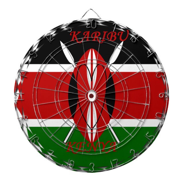 Republic of Kenya National Flag Black red green Ar Dartboard (Front)