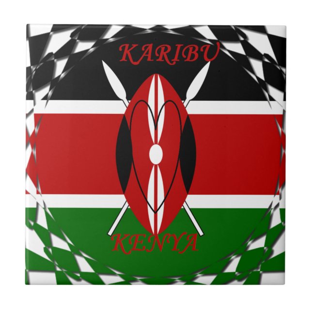 Republic of Kenya National Flag Black red green Ar Tile (Front)