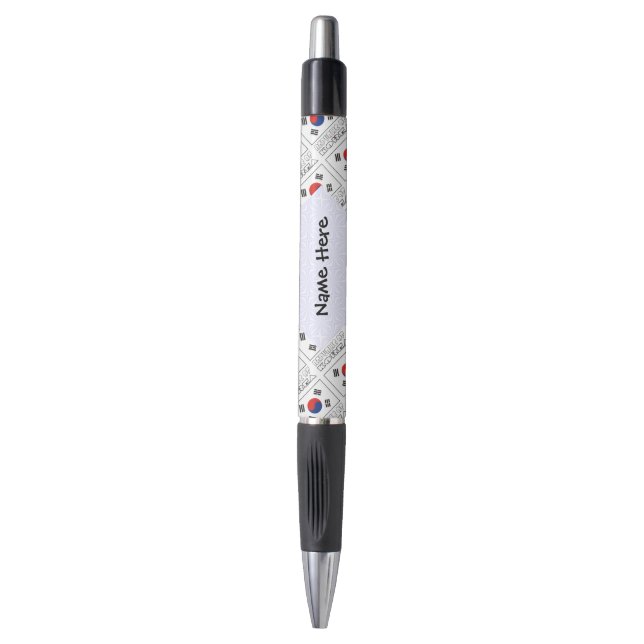 Republic of Korea and South Korean Flag Tiled Name Pen (Front Vertical)