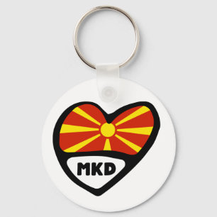 Republic of Macedonia Country Code Flag Heart Keychain