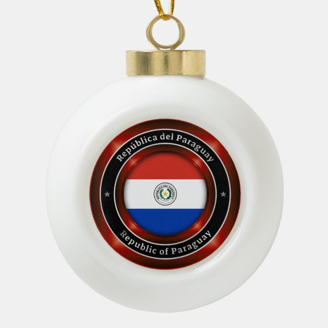 Republic of Paraguay Ceramic Ball Christmas Ornament (Front)