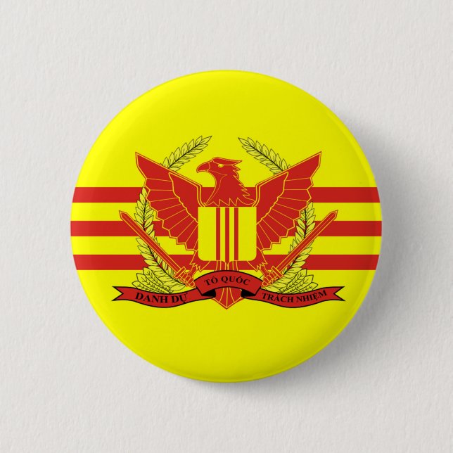 Republic of South Vietnam Military Forces Flag 2 Inch Round Button (Front)