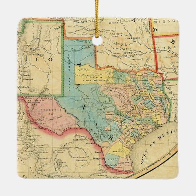 Republic of Texas 1851 Map Ceramic Ornament (Back)