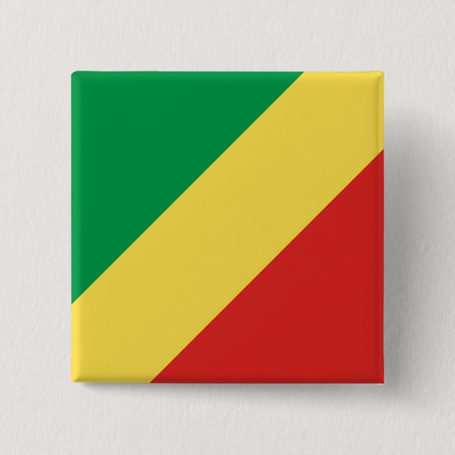 Republic of the Congo Flag 2 Inch Square Button (Front)