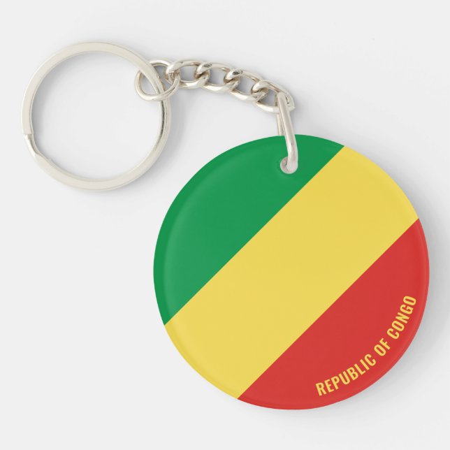 Republic of the Congo Flag Charming Patriotic Keychain (Front)