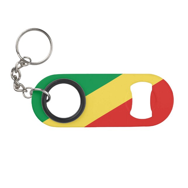 Republic of the Congo Flag Keychain Bottle Opener (Front (Horizontal))