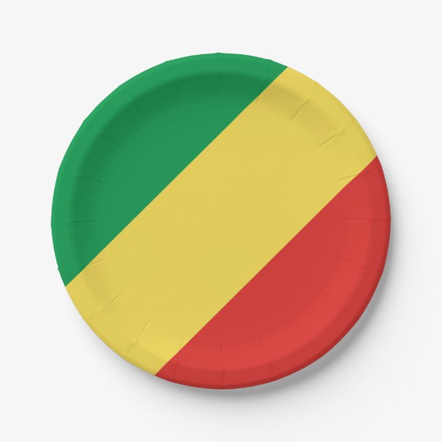 Republic of the Congo Flag Paper Plate (Front)