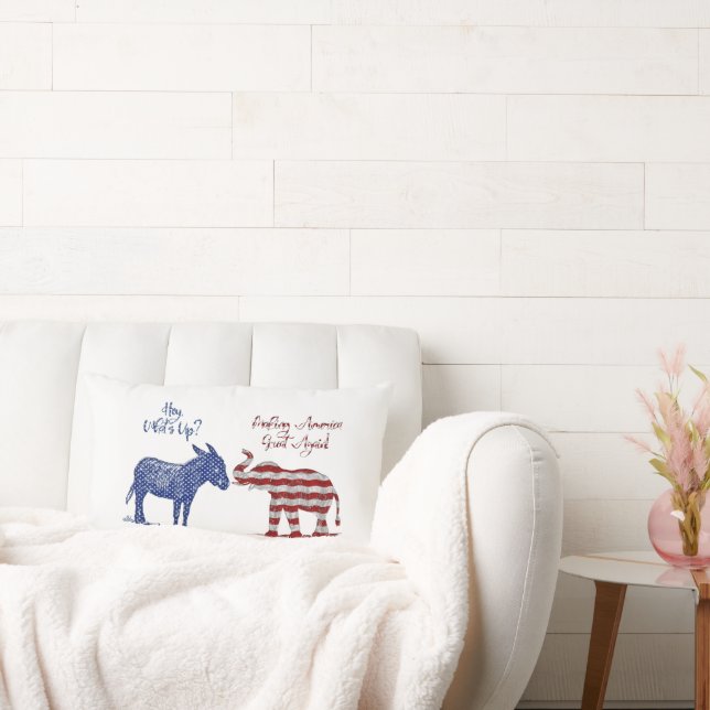 Republican AND Democratic Side Funny Elections Lumbar Pillow (Couch)