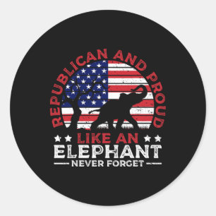 Republican And Proud Elephant American Flag Voter Classic Round Sticker