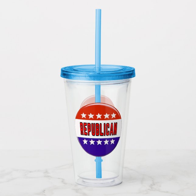 Republican Button Acrylic Tumbler (Front)
