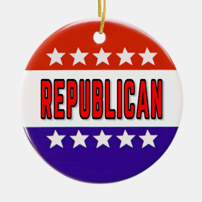 Republican Button Ceramic Ornament (Front)