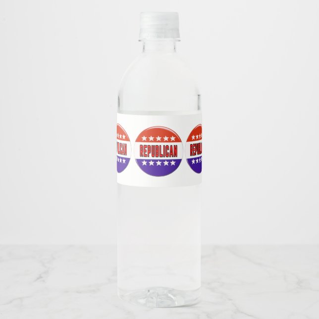 Republican Button Water Bottle Label (Front)