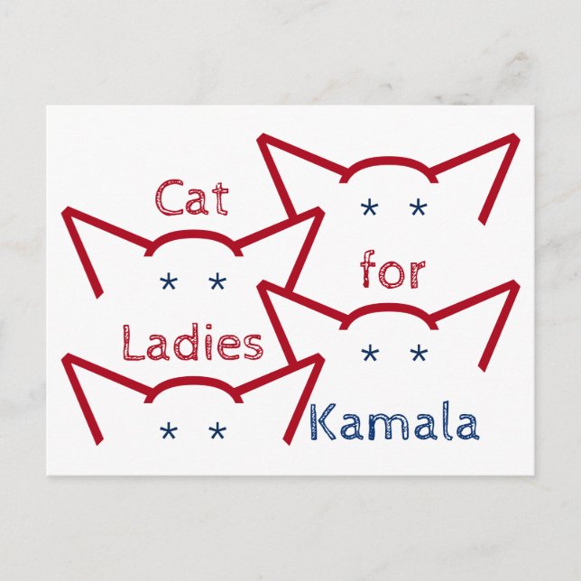Republican Cat Ladies for Kamala Harris Ears ASCII Postcard (Front)