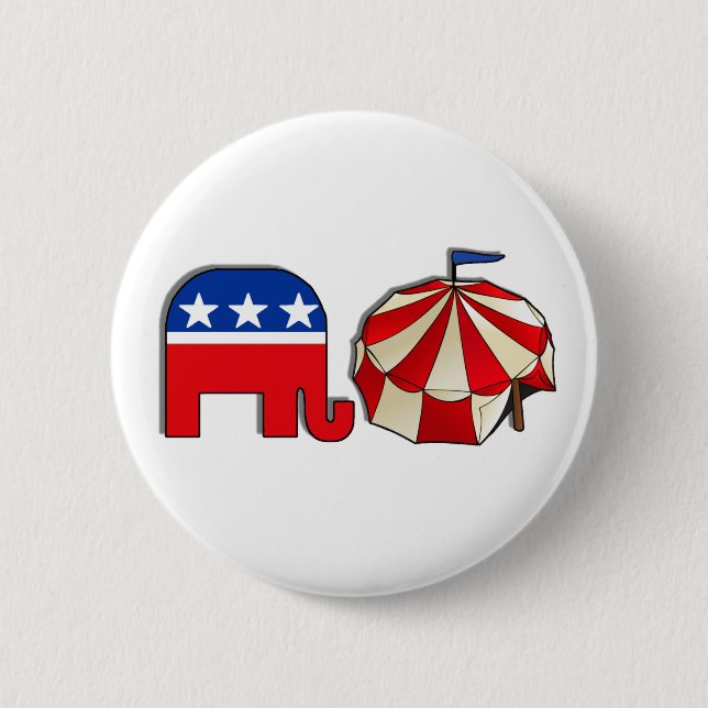 Republican Circus Elephant and Tent 2 Inch Round Button (Front)