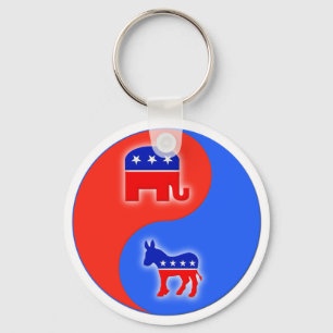 Republican/Democrat Yin/Yang Keychain