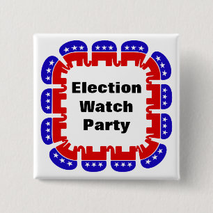 Republican Election Watch Party 2 Inch Square Button