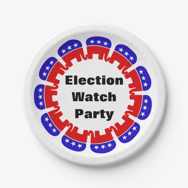 Republican Election Watch Party Paper Plate (Front)