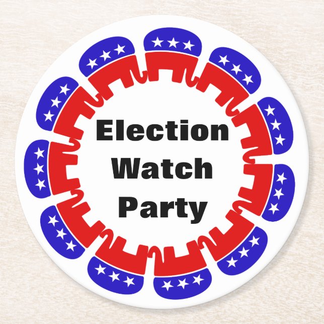 Republican Election Watch Party Round Paper Coaster (Front)